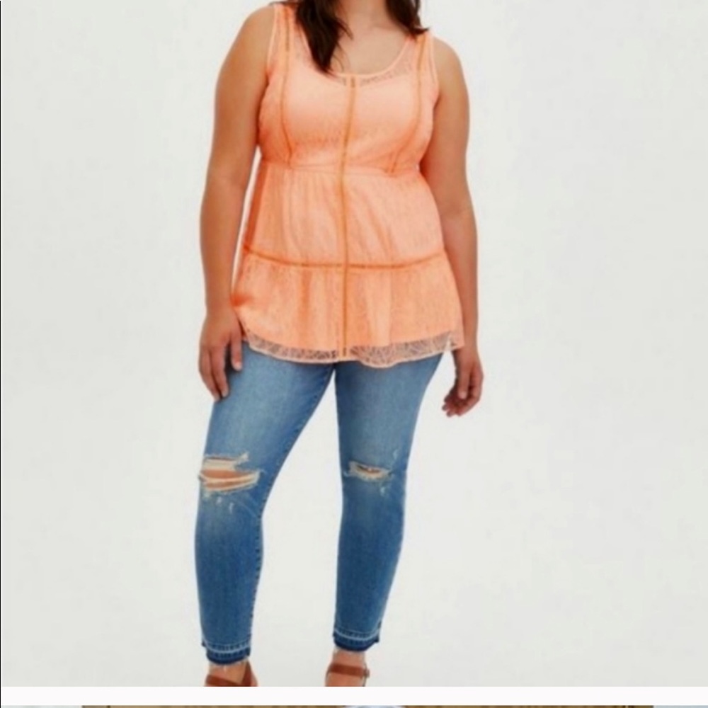 Torrid Size 2, 2-Layer Peach Lace Top